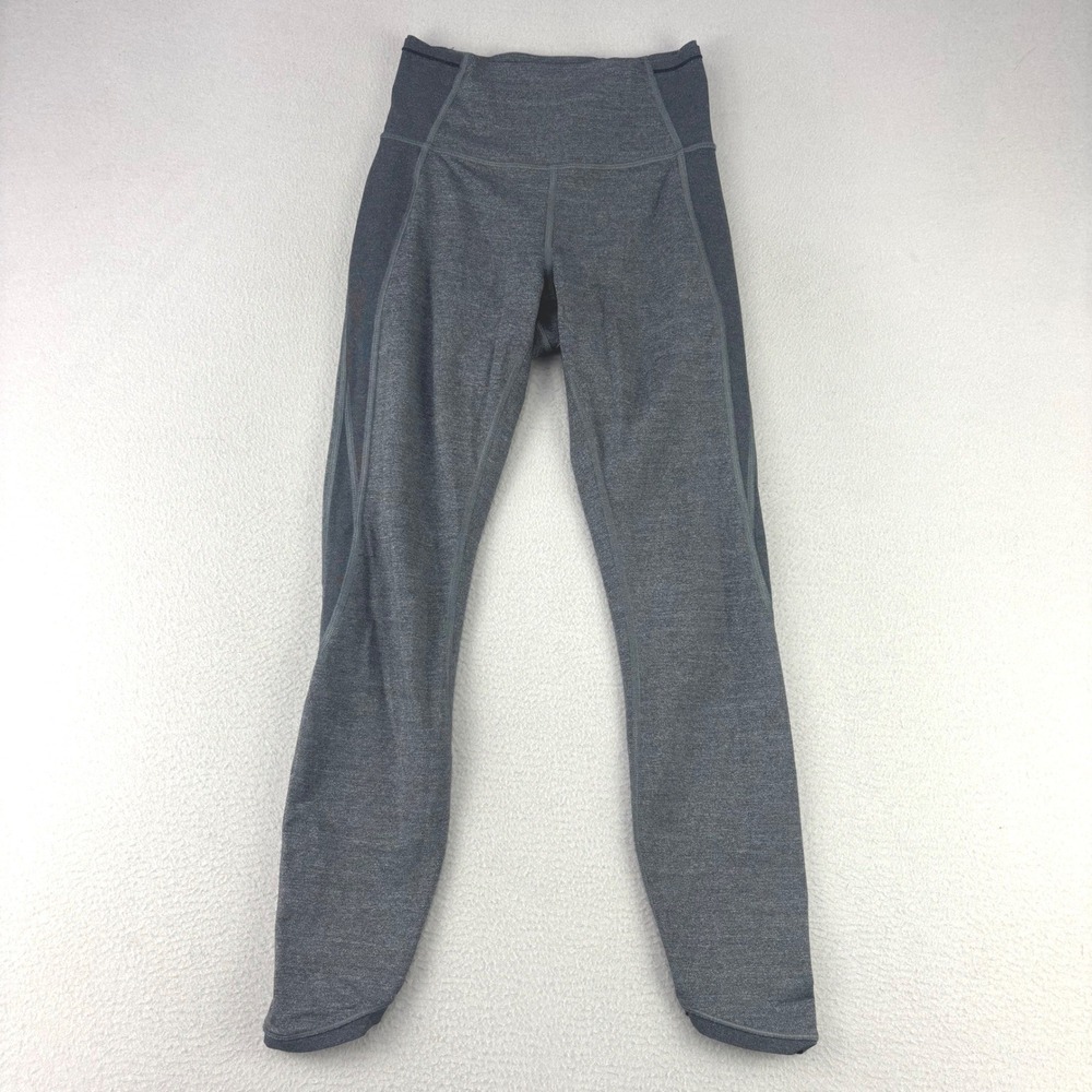 Lululemon Tight Stuff Tight Leggings Women 4 Grey Athletic High Rise 7/8 Length